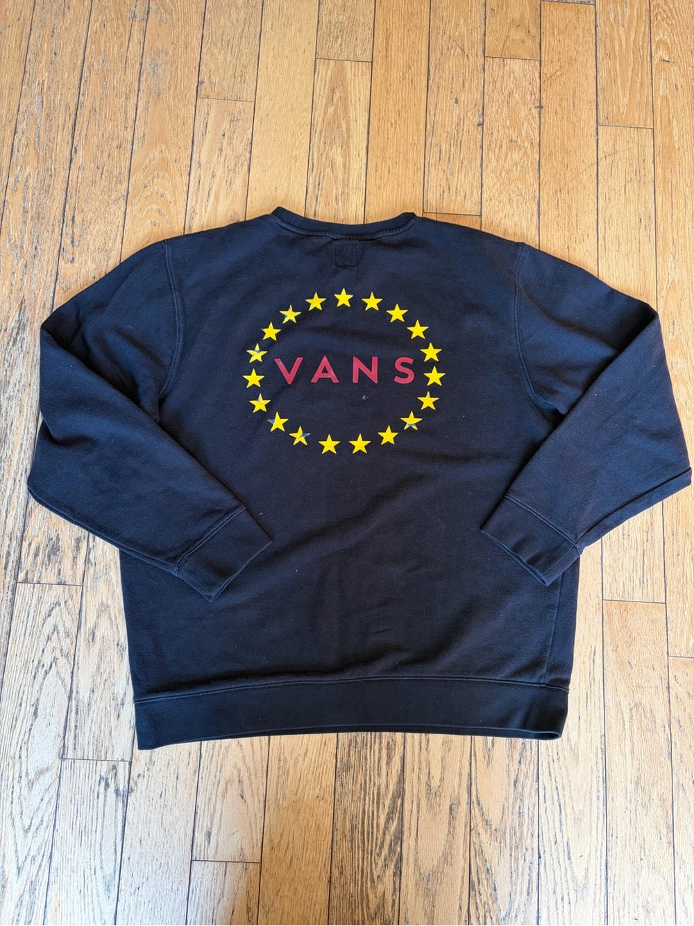 Vans Black Crewneck with Yellow Star Circle and Red Logo